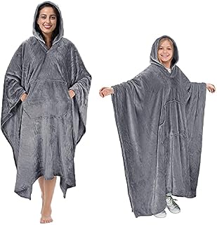 Catalonia Classy Sherpa Fleece Poncho Blanket Super Soft Warm Cosy Wearable Large Blanket for Adult Women Men Fluffy Throw Indoors or Outdoors, 200 x 140 cm Navy