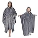 Catalonia Classy Poncho Decke Bequeme Plüsch Fleece mit Kapuze Tragbare Decke für Erwachsene Frauen Männer Kinder Überwurfbezug zu Hause oder im Freien, 200 x 140 cm, Grau