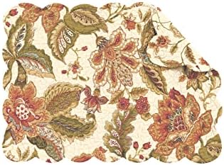 C&F Home Amelia Quilted Oblong Rectangular Cotton Reversible Machine Washable Placemat Set of 6 Rectangular Placemat Set of 6 Red