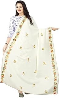 Aashita Creations Dupatta/Hiyab de rayón para mujer totalmente bordado de 2,25 metros, color blanco, blanco, talla única