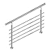 Aufun Corrimano in acciaio inox, 200 cm, ringhiere per scale interne ed esterne con 2 pali per scale, parapetto, balcone (200 cm, 5 barre trasversali)