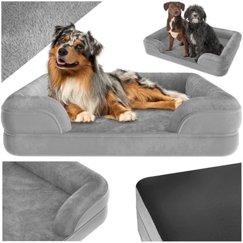 tectake Ergonomic Dog Bed, Orthopaedic Bed, High Edge, Dog Bed wi...
