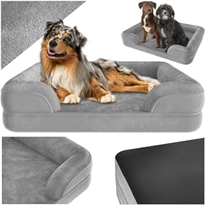 TecTake® Cama Perro Ortopédica, Acolchado Espuma Viscoelástica, Funda Impermeable Lavable, Base Antideslizante, Cama Perros Grandes y Medianos, Confort, Colchoneta Espuma, Mascotas, Sofa Perro – L