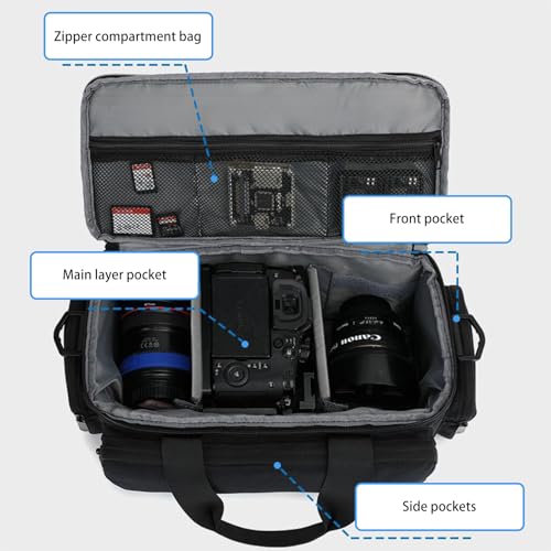 Wesoke Small Camera Case Sling Bag for Photographers, Crossbody Camera Shoulder Bags Handbag for Canon/Nikon/Sony/Fuji DSLR/SLR (Small Size Black) - Image 3