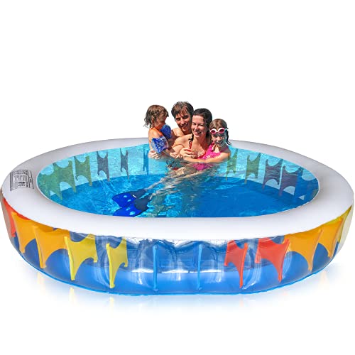 Inflatable Pool Swimming Pool for Adults & Kids, Big Kiddie Pool, Thicker Wear-Resistant Lounge Pool, Easy Set Round Blow up Pool, Summer Swim Center for Baby, Kids, Adult, Family, 100" x 80" x 20"