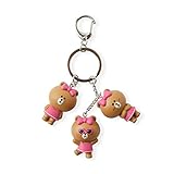 Line Friends CHOCO Character Cute Mini Figure Keychain Key Ring Bag Charm with Clip, Brown