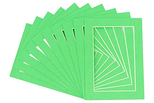 5x7 Mat for 4x6 Photo - Precut Bright Green Picture Matboard for Frames Measuring 5 x 7 Inches - Bevel Cut to Display Art Measuring 4 x 6 Inches - Acid Free ONE MAT with Backing Board & Clear Bag