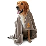 Rudelkönig Hundehandtuch kleine Hunde - Badetuch aus hochwertiger Baumwolle extra saugfähig - 100x60cm - Hunde Handtuch mit 6 Taschen gegen nassen Hund