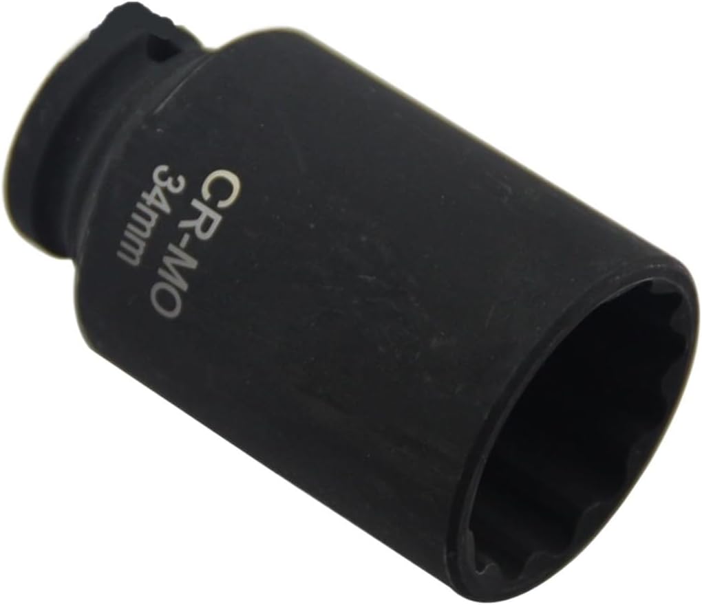 30mm 32mm 34mm 36mm 1/2"DR 12 Point Impact Socket Spindle Axle Nut Socket Hub Axle Nuts Removing Installing Tool(34mm)