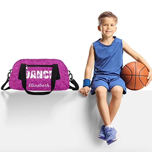Personalized Kids Gym Bag, Custom Sport Duffel Bag, Dance Bag Weekender Bags Travel Duffel Bag for Boy & Girl Dance Glitter Purple2