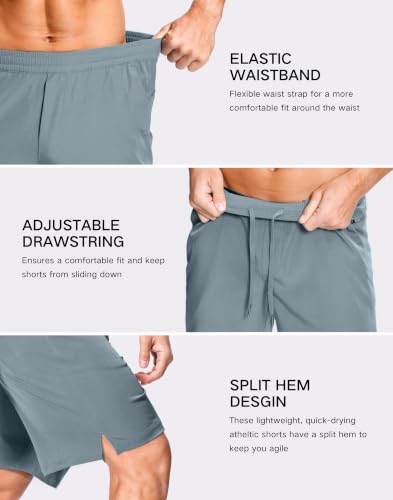 Image of GGJ Men's Lightweight Athletic Shorts with 2 Zipper Pockets 7 inch /9 inch /5 inch Gym Workout Running Quick Dry Tennis Shorts for Men