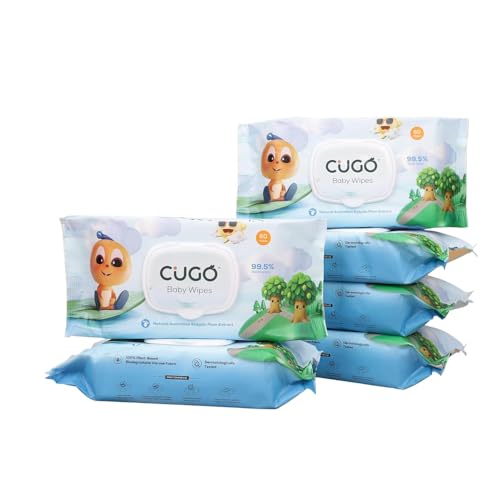 Image of Baby Wipes, Gentle on Sensitive Skin, Plant-Based Fabric, 99.5% Water-Based, Natural Australian Kakadu Plum Infused, Dermatologically Tested, Newborn Safe, Biodegradable | Pack of 6
