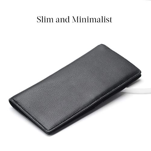 Bveyzi BE1633BK Ultra Slim Thin Leather Rfid Blocking Credit Card Holder Bifold Clutch Wallets thumb #1