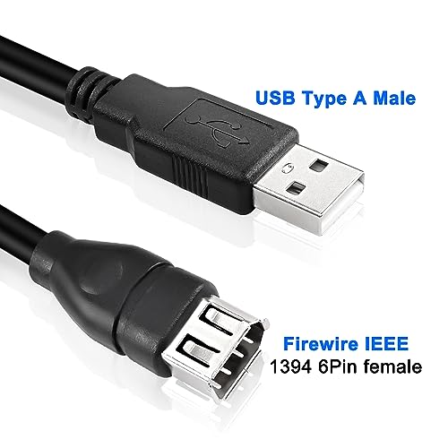 MEIRIYFA Firewire 1394 Cable adaptador de 6 pines a USB, Firewire IEEE 1394 de 6 pines hembra a USB 2.0 tipo A macho de transferencia de datos para impresora, cámara digital, escáner (20 cm)