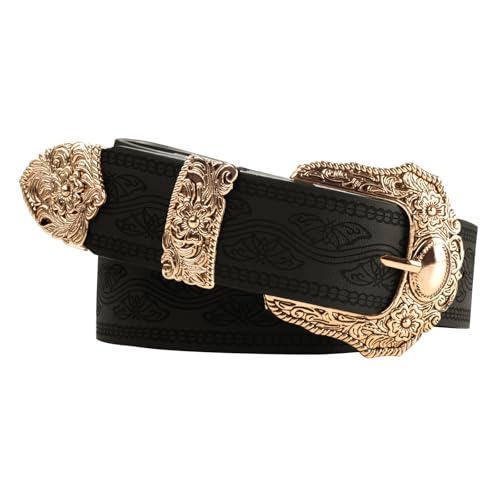 Scarlet Darkness Western Belts for Woman Renaissance Cowgirl Leather Belt with Removable Buckle