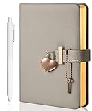 Heart Shaped Lock Diary with Key for Girls PU Leather Cover Journal Personal Organizers Secret...