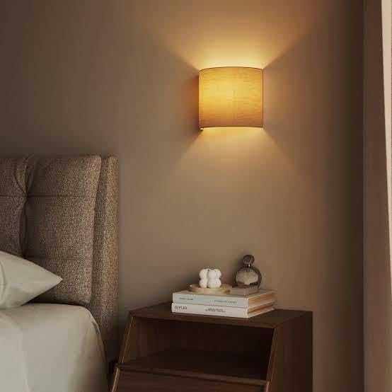 Fabric Wall Lamp Shade, Beige Half Cylinder Wall Light | Warm Ambient Glow, Linen Texture, Wall Mounted, Indoor Lighting, Neutral Tone-image-5
