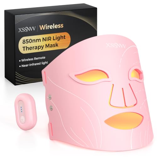 Image of Red Light Therapy for Face - Cordless LED Face Mask with 4 Light Modes (NIR 850nm, Red 630nm, Blue, Amber), 272 LEDs, 10-Min Timer, Rechargeable for Glowing Skin at Home (Pink) | 4 Modes, 272 LEDs, 27mW /cm, Full Face Coverage, 10-Min Timer, Home Use, visible results in 4 Weeks, Birthday Gift, Pink