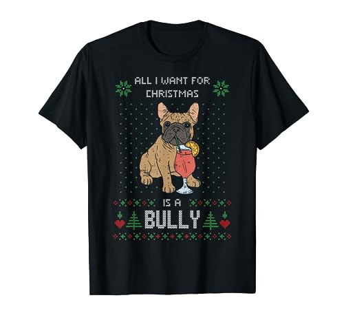 Frenchie Ugly Christmas Sweater Bulldog Français Bully Chien T-Shirt
