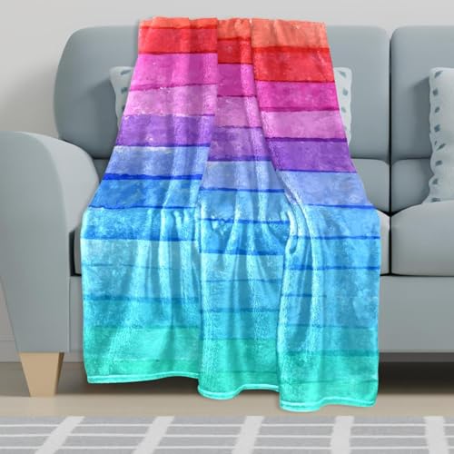 Couverture polaire arc-en-ciel 150x130 cm plaid chaud lit