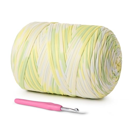 Image of (800g /228yds) T Shirt Yarn, Soft Tshirt Crochet Yarn for Crafts and DIY Knitting Crocheting Cloth /Bag /Basket /Coaster, 100% Polyeste Elastic Fabric Chunky Thick Yarns(Bergamot)