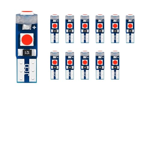 12 lámparas LED T5 para tablero automotor, rojo miniatura 1