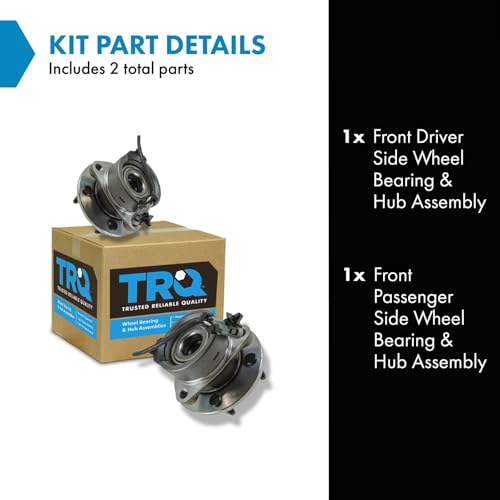 Image of TRQ Front Driver and Passenger Side Wheel Bearing and Hub Assembly Set 2 Piece Compatible with 03-07 Saturn Ion 4 Wheel ABS 5 Lug Wheels 05-10 Chevrolet Cobalt 06-11 HHR 07-09 Pontiac G5
