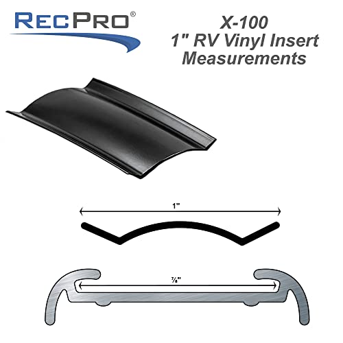 Recpro 1" Rv Vinyl Insert | Rv Vinyl Trim Insert | Rv Roof Trim (100', Black) #TOP2