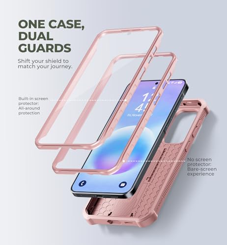 Coque Samsung Galaxy A57 Dexnor antichoc avec protège-écran et support rose - 5