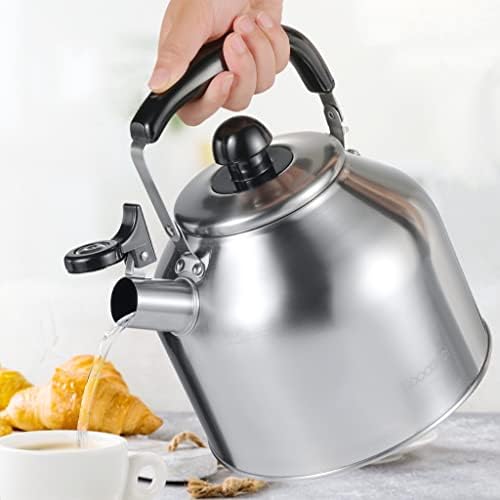 Koocovel Tea Kettle Stovetop,Food Grade Stainless Steel Tea Kettle,Camping Kettles for Boiling Water,Hot Water Fast to Boil (4.2Quart/4L)