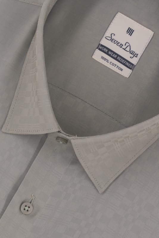 Image of 7-DAYS Premium Men's Formal Shirts - Cotton, Self-Design, Full Sleeve, Regular Fit, with Pocket, Stylish Office Shirts for Men