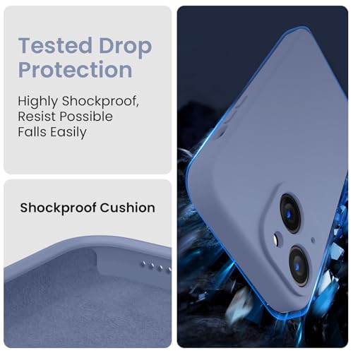 Image of FireNova Designed for iPhone 15 Case, Silicone Upgraded [Camera Protection] Phone Case, Soft Anti-Scratch Microfiber Lining Inside, 6.1 inch, Lavender Gray