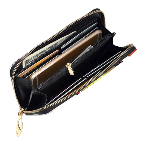 Music Butterfly Wallet for Men Women Long Purse Leather Clutch Large Business Handbag Travel Phone Holder Credit Card Holder Money Case with Zipper Leather Wallets Gift4