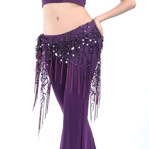 SHOWYOU Hip Scarf Mermaid Sequined Towel Triangle Scarf Belly Dance Hip Scarf