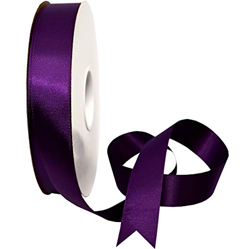 Image of Morex Ribbon 08822 /50-285 Double Face Satin Ribbon, 7 /8 inch x 50 Yd, Plum