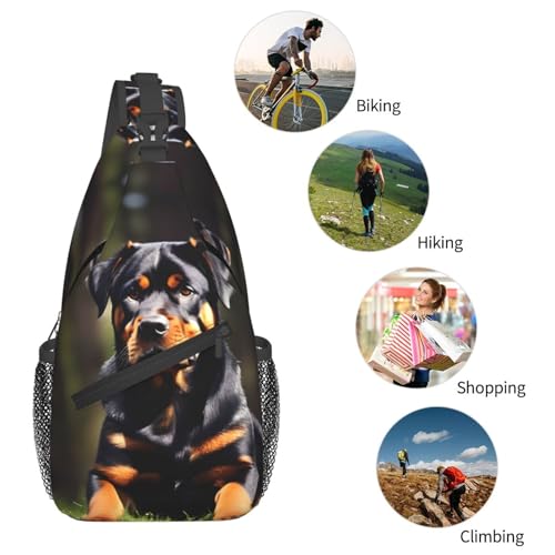 Mochila tipo sling con estampado Rottweiler para senderismo y viaje miniatura 6
