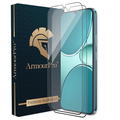 Image of ArmourPro Tempered Glass for Realme Narzo 100 Lite - 9H Anti Scratch Screen Protector, Edge to Edge Coverage, HD Clarity, Smooth Touch, Case Friendly | Black, Pack of 2