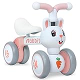 XIAPIA Baby Balance Bike 1 2 year old Toddler Ride on Toys for 10-36 Months Baby Trike 1 st Birthday Gift for Girls Bike Walker No Pedals Christmas Birthday Gift (Rabbit)