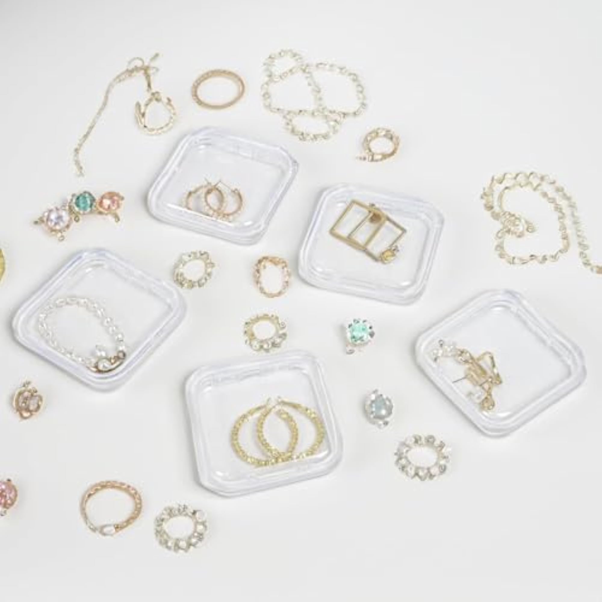 Acrylic Jewelry Organizer Box Set with 10 Pieces, Portable