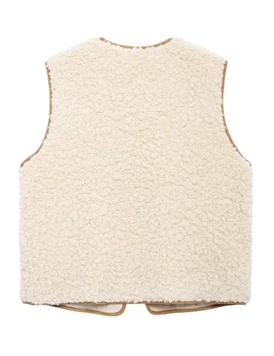 Perbai Women's Fuzzy Fleece Vest Crewneck Sleeveless Sherpa Jacket Tie Front Y2K Cardigan Vest Gilet with Pockets2
