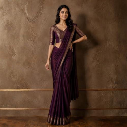 Image of Studio Shringaar Women's Brocade Side Stretch (Smocked) Readymade Saree Blouse