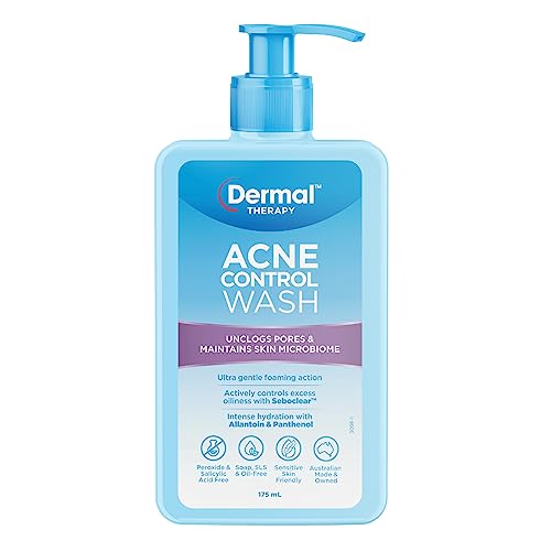 Dermal Therapy Acne Control Wash &ndash; Best Foaming Cleanser for Acne-Prone & Sensitive Skin, Gentle Acne Treatment, Soap-Free, Balances Skin Microbiome, Hydrates with Allantoin & Panthenol | 175ml