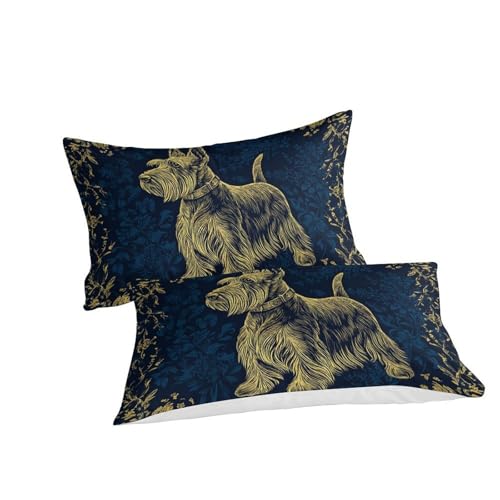 Housse de couette Scottish Terrier coton lit Super King size 260x220 - 3