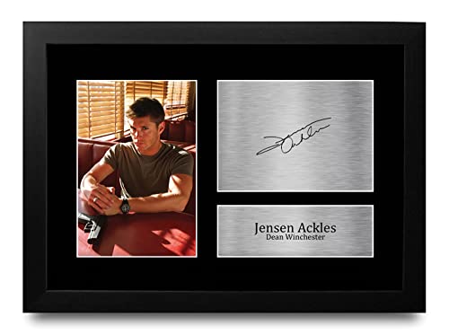 Photo autographe Supernatural Jensen Ackles sous cadre A4 avec finitions premium pour fans