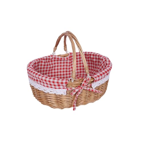 Panier de Pique-Nique, Panier Osier Paques, Mini-Panier, Compacte et Exquise, pour Pique-Niques, Fêtes, Barbecues, Pâques, Bonbons, 25 × 20 × 13 cm