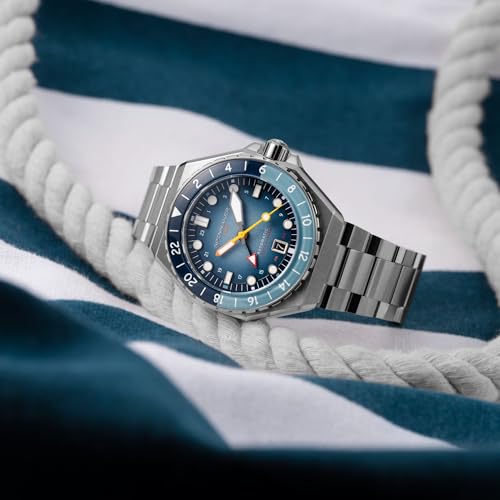 Image of Spinnaker Dumas Men's Automatic GMT Dive Watch - Seiko NH34 Movement, 44mm Stainless Steel Case, Water Resistant 300m, Stainless Steel Bracelet, SP-5119