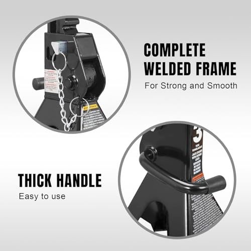 Image of Torin AT43002AB-1 Double Locking Steel Jack Stands, 3 Ton (6,000 LBs) Capacity, Black, 1 Pair