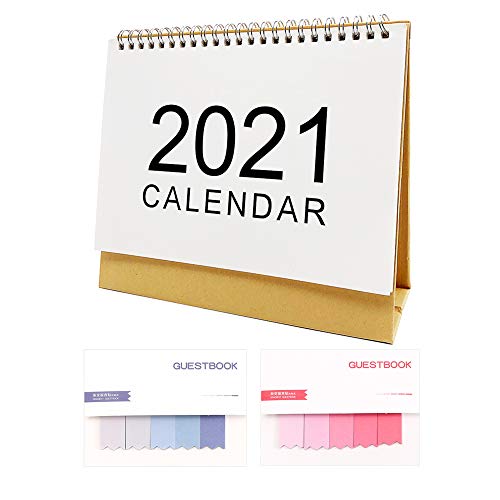 2021 Desk Stand Up Calendar Monthly Scheduler Table Planner Wirebound Simple Calendars with 2 Sticky Memo Note Stickers Markers (2020 - Dec 2021) (M)