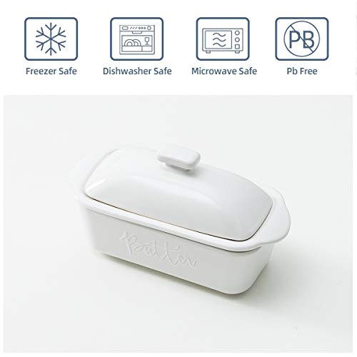 Fe Butter Dish, 10 Oz Ceramic Butter Keeper With Water Line, French Butter Dish With Lid For Countertop (White) #TOP1