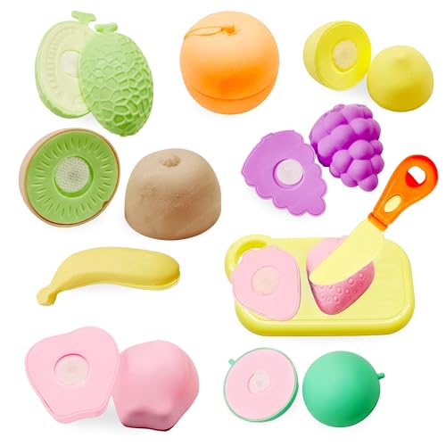 Image of FunBlast Realistic Fruit Cutting Toy for Kids Toy with Chopping Board & Knife - Girls Pretend Play Food Toy for Kids, Pretend Play Kitchen Toys for Kid, Play Food Toy - (Random Color; 12 Pcs)